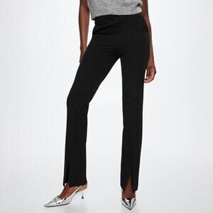 NWT Mango Black Slit Hem Trousers Size US 6
